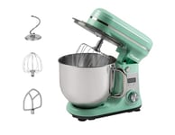 Bestron Robot Patissier, Robot pâtissier super silencieux (65 dB), Robot de cuisine 4-en-1, bol de 6 litres, inclus crochet pétrisseur, fouet et batteur plat, 6 vitesses + fonction Pulse, Vert