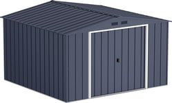 Duramax ECO 10 x 10 (9.16 m²) abri de jardin en métal, Abri de jardin en métal galvanisé à chaud, Abri de stockage d'outils, structure de toit renforcée, abri en métal sans entretien, anthracite