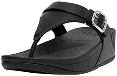 Fitflop Women's Lulu Adjustable Leather Toe-Post Sandals, All Black, 9 UK