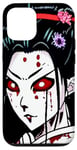 Coque pour iPhone 15 Zombie Geisha Bordeaux