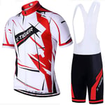 YYDM Hommes Vélo De Montagne Jersey Mouvement Set - Été Anti-UV Maillot Cyclisme Manches Courtes+Coussin en Gel Séchage Antichoc Cuissard À Bretelle,Red Bib Shorts Set,XS