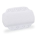 Relaxdays, Blanc Coussin de bain, Oreiller de baignoire, Ventouses, Accessoire bien-être nuque, 19,5 x 30,5 x 3,5 cm, mousse, plastique, 1 élément