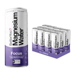 BetterYou Magnesium Mineral Water, Focus, Magnesium Glycinate Blend with Caffeine and B Vitamins, Elevate Alertness and Mental Clarity, Blueberry Mint Infusion for Refreshing Focus, Pack of 12, 250 ml