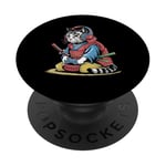 Japon Kawaii Cat Samurai Casque Casque Manette de Jeu Vidéo PopSockets PopGrip Adhésif