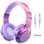 Purple no box Écouteurs filaires avec micro pour filles, écouteurs supra-auriculaires pour l'école, casque pour PC, téléphone,x pour enfants, violet, rose, nouveau ""Nipseyteko