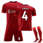 Virgil Van Dijk fotbollströja set för vuxna herrlagströja 2021-1 Kid22(120-130cm)