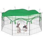 EUGAD Enclos pour Lapins, Parc pour Petits Animaux, Cage Extérieure, Clôture avec Couverture en Filet, Porte, Piquets, Ø 143 cm, 8 Panneaux de 56x60 cm, en Fil de Fer, Intervalle 4 cm, Noir, 0013TSL