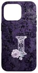 Coque pour iPhone 16 Pro Jolie rose florale violette avec monogramme lettre I