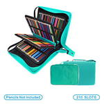 YOUSHARES 200 + 16 Slots Pencil Case & Extra Pencil Layer Holder - Bundle for Prismacolor Watercolor Pencils, Crayola Colored Pencils, Marco Pens (Green)