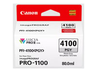 Canon Pfi-4100 Pgy - 80 Ml - Grå För Fotoutskrift - Original - Hängande Låda - Bläcktank - För Imageprograf Pro-1100