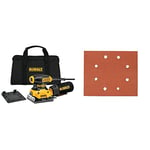 DEWALT Ponceuse Vibrante 1/4 de Feuille, avec Sac à Poussières et Adaptateur d'Aspiration - 230 W - 14000 orb/min, DWE6411-QS + DEWALT Feuille K40, 115 x 115 mm, Set de 10 Pièces, DT3020-QZ