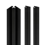 Lot de 2 profilés de fintion + 1 profilé d'angle intérieur H.255 x l.2,3 cm, aluminium, noir mat, Schulte Deco Design