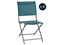 Lot De 4 Chaises De Jardin En Aluminium Pliables Bleu Canard Axant - Hespéride