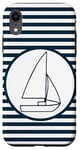 Coque pour iPhone XR Nautical Stripes Bleu Marine Blanc Minimaliste Yacht Voilier