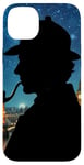 Coque pour iPhone 14 Plus Silhouette de Sherlock Holmes à Londres Nuit