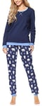 Merry Style Pyjama Ensemble Haut et Bas Vêtement d'Intérieur Femme MS10-168(Bleu Foncé Ours-2, L)