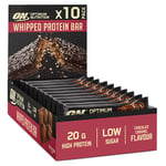 Optimum Nutrition Whipped Protein Bars, Low Calorie Snacks, Low Carb Low Sugar, Workout Snack for Men and Women, Chocolate Caramel Flavour, 10 x 65g