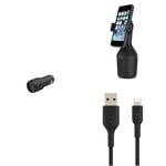 Belkin Premuim Car Bundle(Dual USB Car Charger 24W & Lightning/USB 1m cable & Car Cup Mount)