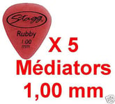 5 Médiators Taille 1,00 mm Rouge Ruby Standart