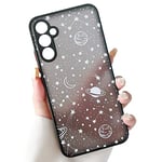 ZTOFERA Coque Compatible avec Samsung Galaxy S23 FE 5G (Pas pour S23), Housse Antichoc Étui Arrière en PC Rigide Givré Mat et Silicone Bumper avec Motif Planète Étoiles Espace, Ciel Blanc