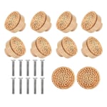 10PCS PoignéEs en Bois HêTre Rotin Tiroir Boutons Meubles PoignéE Cuisine Placard Porte Commode Tire, 45MM