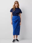 French Connection Faron Drape Skirt, Cobalt Blue