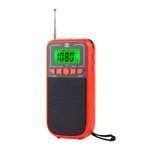 Mini récepteur radio portable de poche avec haut-parleur intégré,FM,AM,SW,DSP,écran rétro4.2 LCD,réveil,prise en charge chronométrée - Type Red