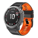 För Garmin Fenix 7/7x/6/6x/5/5x 22mm tvåfärgs watch Black Orange