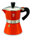 PEZZETTI, Bellexpress Cafetière 1 Tasse Aluminium Alimentaire, Couvercle Transparent, Joint en Silicone, Manche Résistant à la chaleur ; Pour Plans à Gaz, Électrique et Vitrocéramique, Couleur Orange