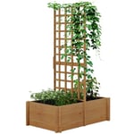 Outsunny Jardinière avec Treillis, bac à Fleurs, Potager sur Pied en Bois pour Plantes grimpantes, légumes - 100 x 60 x 150 cm Naturel