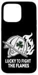 Coque pour iPhone 15 Pro Max Fier pompier irlandais américain - Lucky to Fight the Flames