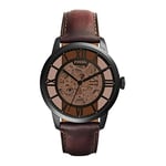 Fossil Watch for Men Townsman, Automatic Movement, 44 mm Black Stainless Steel Case with a Leather Strap, ME3098