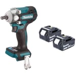 Makita DTW300Z Li-ion LXT Brushless Cordless Impact Wrench, Batteries and Charger Not Included, 18 V & Genuine BL1850B 18V 5.0Ah Battery Twin Pack DJR183Z, DJR185Z, DJV180Z