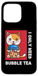 Coque pour iPhone 15 Pro Max Mignon chat kawaii boisson thé au lait bulle I Love Boba Tea