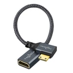 Câble Adaptateur Mini HDMI vers HDMI 0,2M,Nylon tressé à 90 Degrés à Angle Droit Mâle Mini HDMI vers Femelle HDMI Câble Extension Supporte 3D/4K 1080p