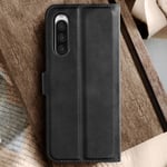 Wallet Case with Stand Function Prestifold Black for Sony Xperia 10 V / 10 VI