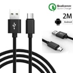 Laddkabel Micro USB - Samsung - Galaxy - 2M - Svart Nylon - Kompatibel med Android