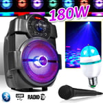 ENCEINTE PARTY KARAOKE ENFANT 180W portable MICRO Batterie - USB/BLUETOOTH/ RADIO FM + Ampoule LED - Cadeau Noël Anniversaire