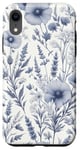 Coque pour iPhone XR Toile de Jouy Floral Motif Vintage French Bleu et Blanc