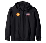 BTC Bitcoin American Flag Crypto Revolution Zip Hoodie