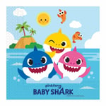 Pappersservett "Baby Shark" 33x33cm 20-pack Blå