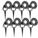 Garden Light Led Projecteur de jardin blanc chaud 8 Pack led éclairage de jardin IP65 4W GU10 avec prise de terre à piquer - Tolletour