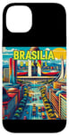 Coque pour iPhone 14 Plus Souvenirs de Brasilia Brésil Voyage Vintage Retro City Skyline