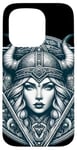 Coque pour iPhone 15 Pro Shield Maid Viking Raven Mythologie nordique