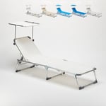 Bain de soleil pliant transat chaise longue piscine pare-soleil California Couleur: Blanc