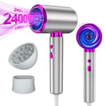 DMTIVMG Seche Cheveux 2400W Sèche Cheveux Professionnel Hair Dryer Puissant Froid Chaud 3 Températures 2 Vitesses 1 Diffuseur 1 Concentrateur Séchage Rapide Famille Voyage Salons de Coiffure