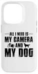 Coque pour iPhone 14 Pro Tout ce dont j'ai besoin, c'est de mon appareil photo et de mon chien, maman, papa, garçons et filles