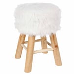 Tabouret Imitation Fourrure "Instants Nature" 42cm Blanc