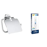 Lot de GROHE Start Cube Dérouleur de Papier Toilette Mural avec Couvercle, Métal, Chromé, 41179000 + GROHE QUICKFIX, Kit 1 seringue colle pour accessoires de salle de bains, 41127000