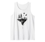 Surreal Floating Island Shirt - Dark Forest and Raven Art Tank Top